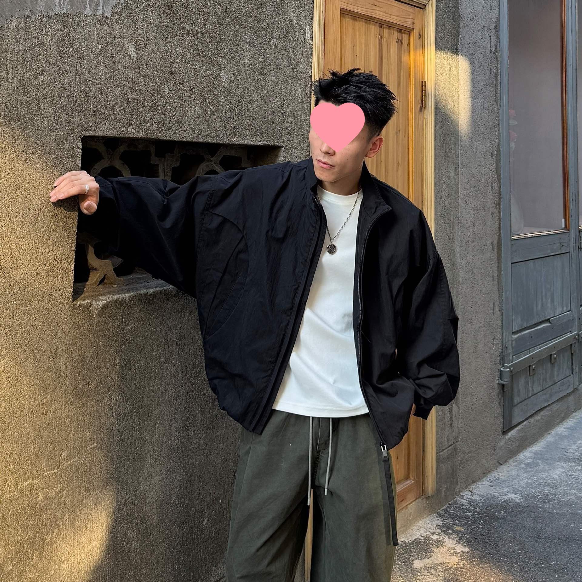 Ah Ah Long Autumn 2025 Black American Casual Cropped Scythe Sleeve Jacket L 60-67.5kg