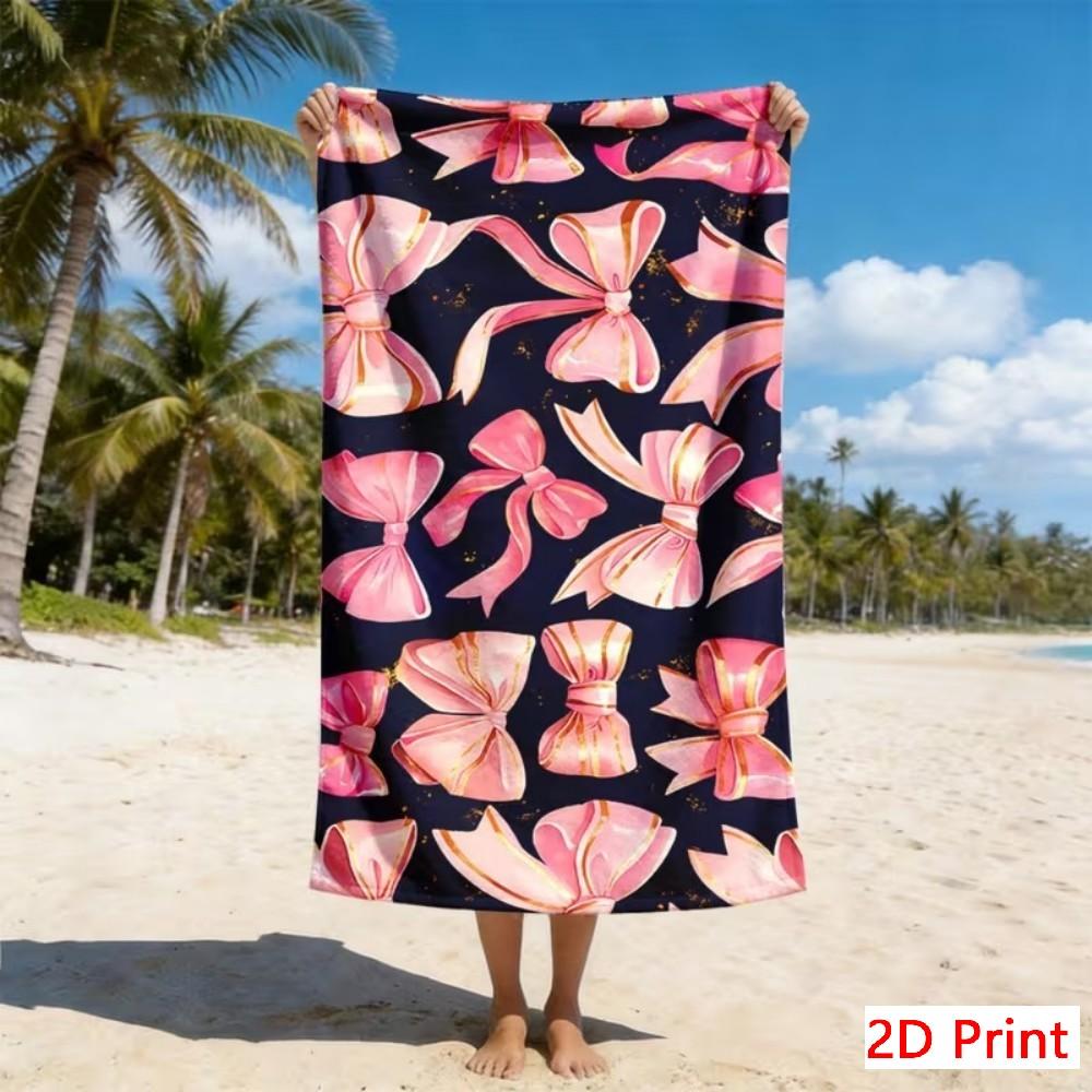 Oversized Microfiber Beach Towel Bowknot Print Quick Dry Sand Free Giant Bath Sheet Large XL Swim Towel Travel Mat Pool Blanket