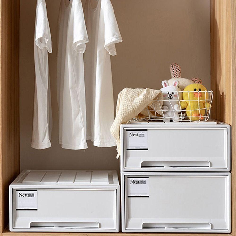 Plastic Drawer Storage Box Combinable Bedside Storage Containers  Wardrobe