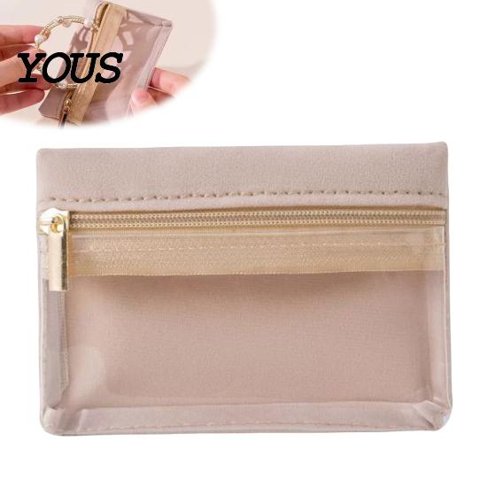 Daily Jewelry Storage Portable Bag, Flannel Organizer Case with Transparent Window And Travel Roll Smooth Zipper, Compact Necklace Holder for Commute