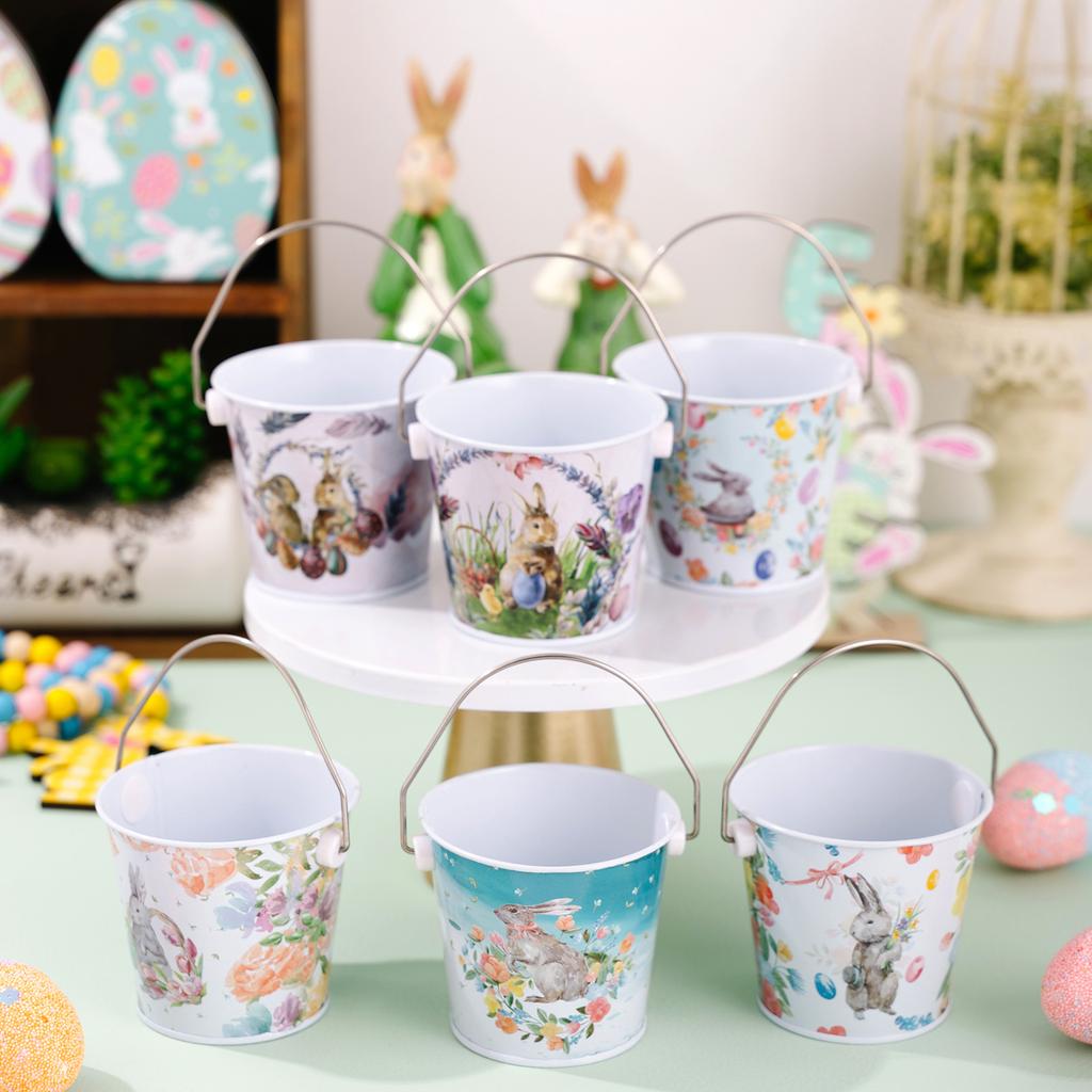 Ostereier-Hase Schmiedeeisen Aufbewahrungsbox, Süßigkeiten-Geschenk Aufbewahrungseimer, Blech Aufbewahrungsbox