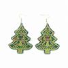 European & American Christmas Wooden Double-Layer Glue Leather Earrings with Hollow Design