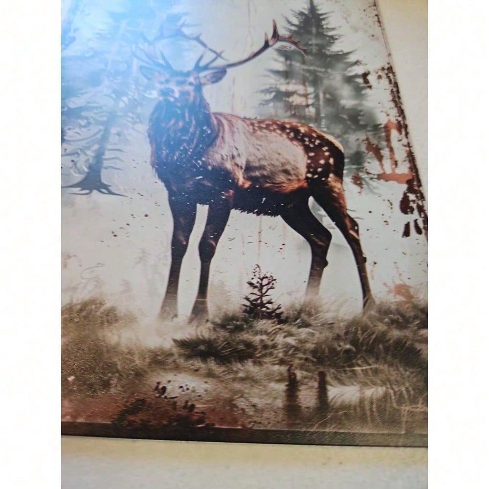 Vintage Elk Antlers Tin Metal Wall Sign Rustic Wildlife Decor for Cabin Lodge Bar