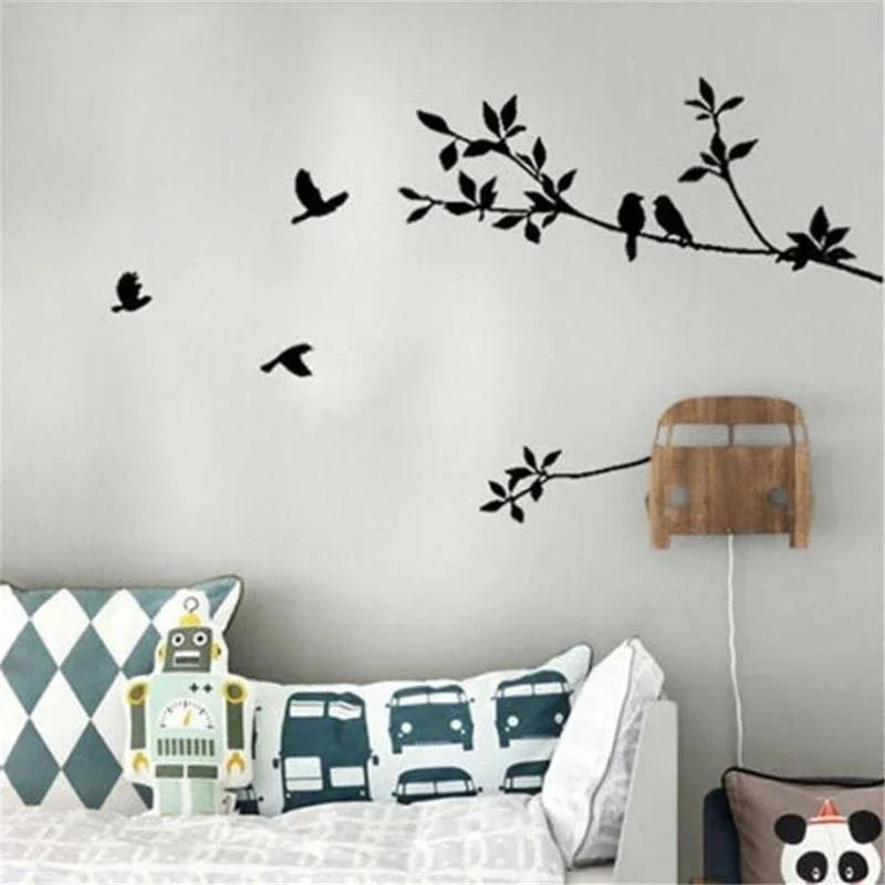 Classic Bedroom Wallpapers Cartoon Owl Bird Tree Wall Stickers Home Decor For Kids Living Room Decals Festival House Ornament