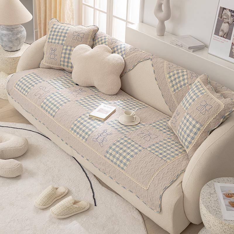 Sofa Cushion Four Seasons Universal Pure Cotton Cushion Simple Modern Nordic Cotton Non-Slip Sofa Towel Cover Cloth Cushion Summer