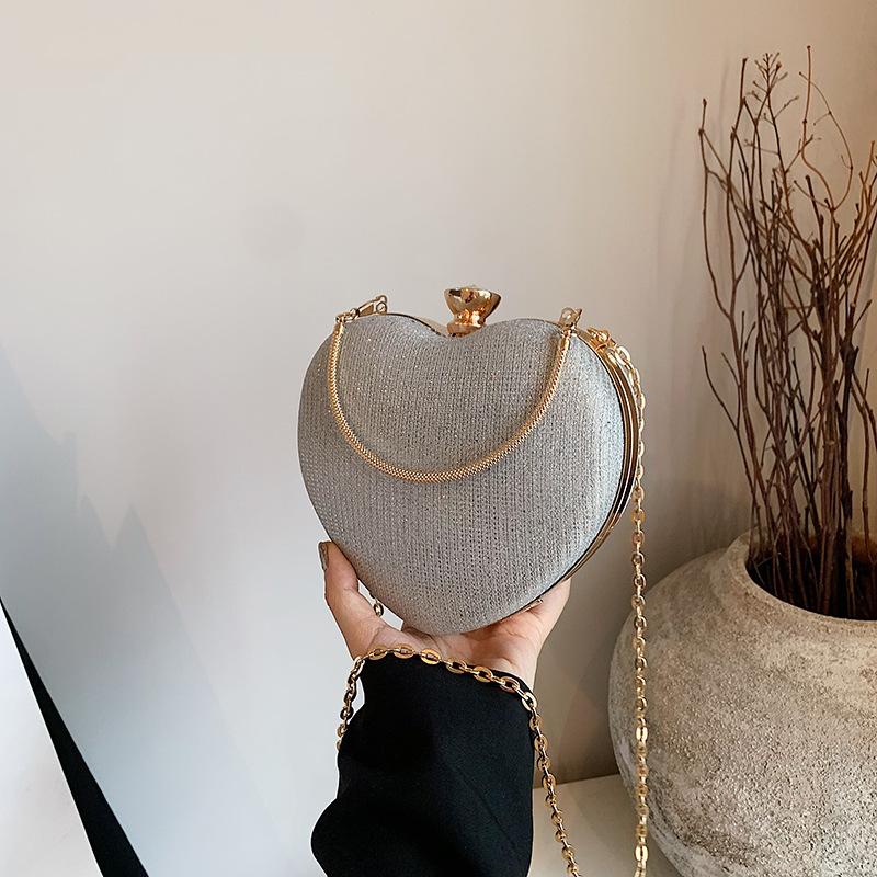 New Dinner Party Bag Niche Design Texture Cute Heart Small Bag Women's Bag Handbag Shoulder Messenger Bag