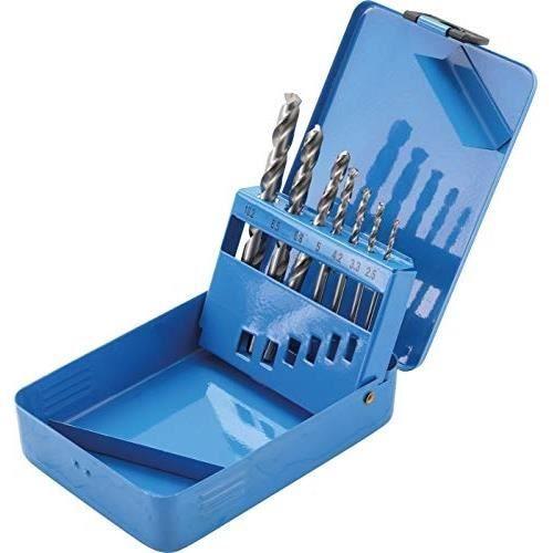 Jeu de forets hélicoïdaux hss - bgs - 7 pièces - ø 2,5 à 10,2 mm - angle de pointe 135° - coupe fraisée