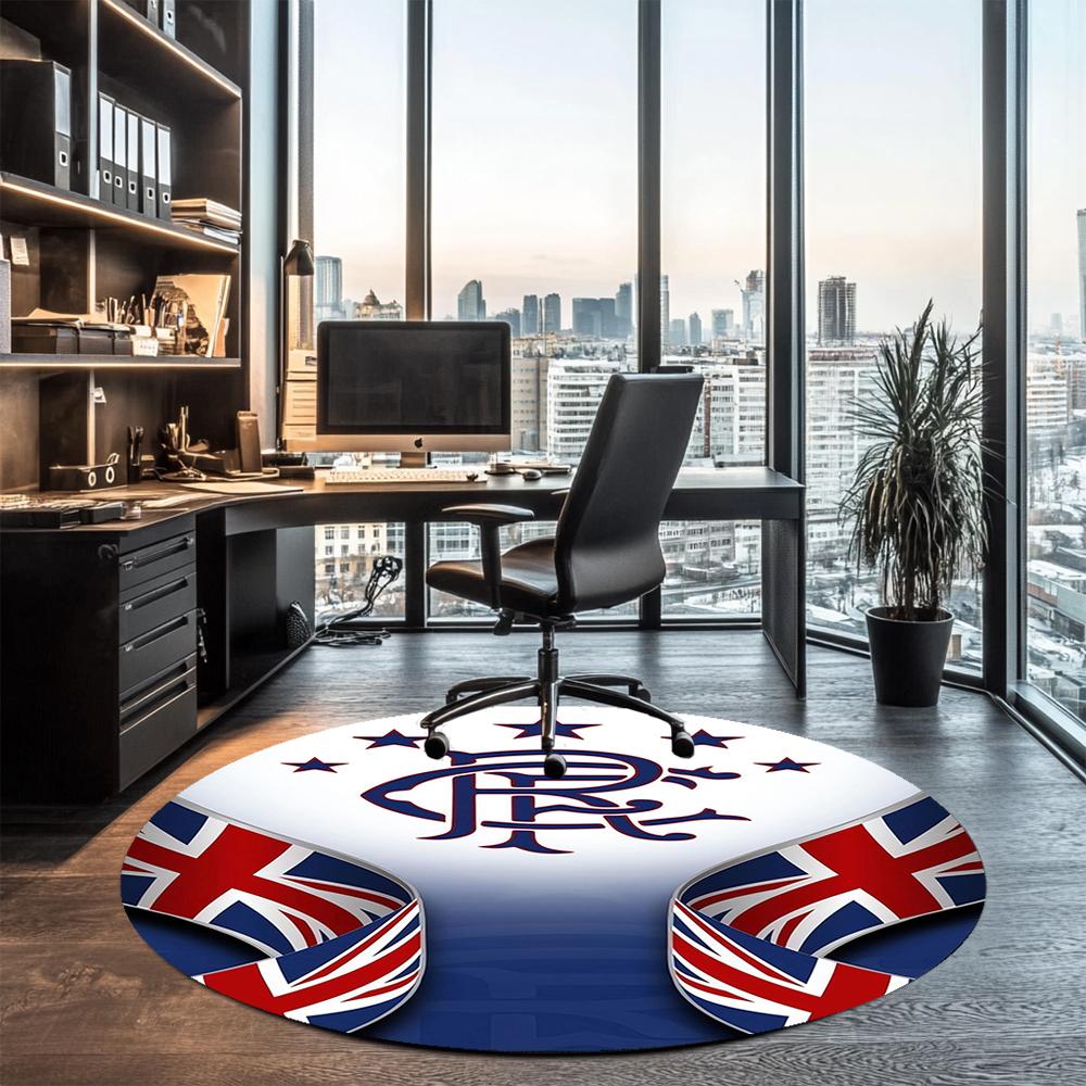 Rangers F.C Printed Round Rug Carpet Chair Rug Area Rug Entryway Doormats,for Office Chair Living Room Bedroom Kitchen Room.