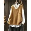 DIMANAF 2026 Autumn Winter New Plus Size Women Sleeveless Knitted Vest O-Neck Casual Pocket Lady Tops Sweaters