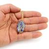 Silk Natural Crystal Rough Stone Egg-Shaped Gold Winding Tree Of Life Pendant Necklace N644