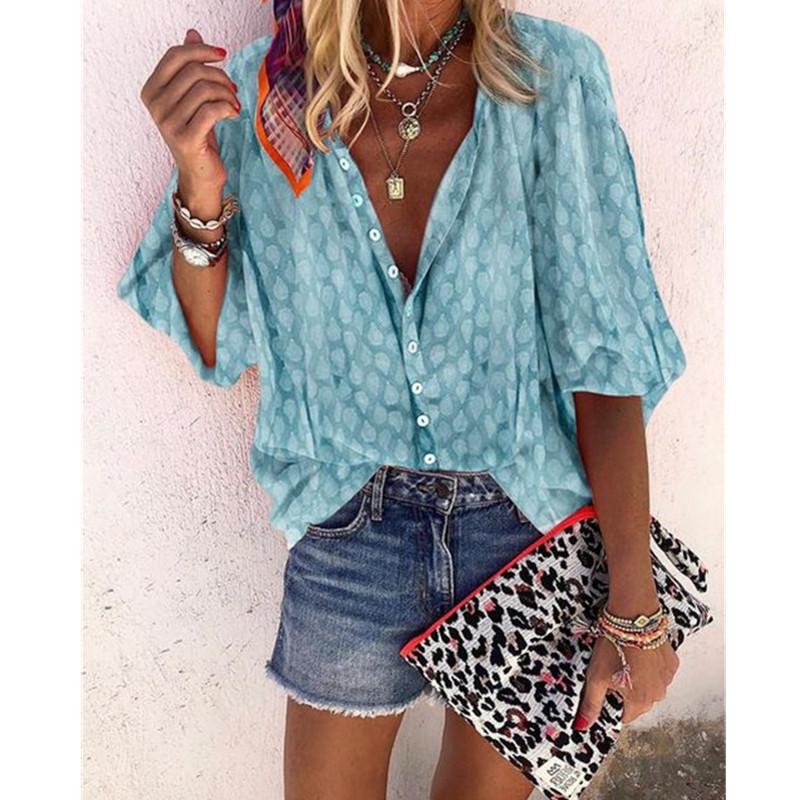2026 Women's Printed Single-Breasted Loose Lapel Shirt - Spring/Autumn