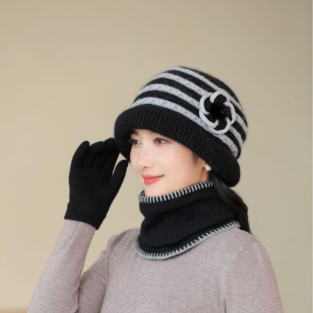 Mom Hat Girl Winter People Autumn and Winter Old Man Grandma Fashionable Old Lady Warm Knitted Wool Hat