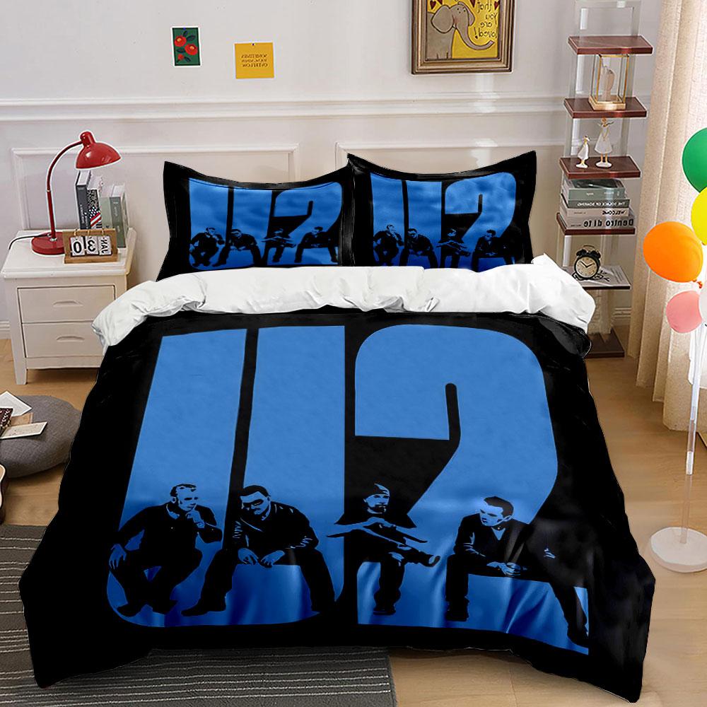 Blue U2 Band Members Design Bedding Duvet Cover Set Duvet Cover Pillowcases (1*Duvet Cover 2*Pillowcases, without duvet insert)
