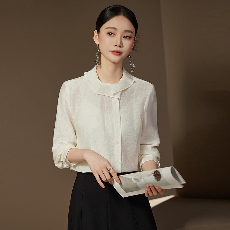 Women's Elegant Petal Collar Long Sleeve Blouse