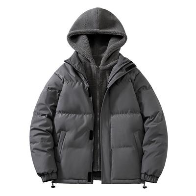 Large Size Fake Two-piece Cotton-padded Clothes Men's Winter Loose Casual Thickened Fleece Cotton-padded Jacket Hooded Cotton-padded Clothes