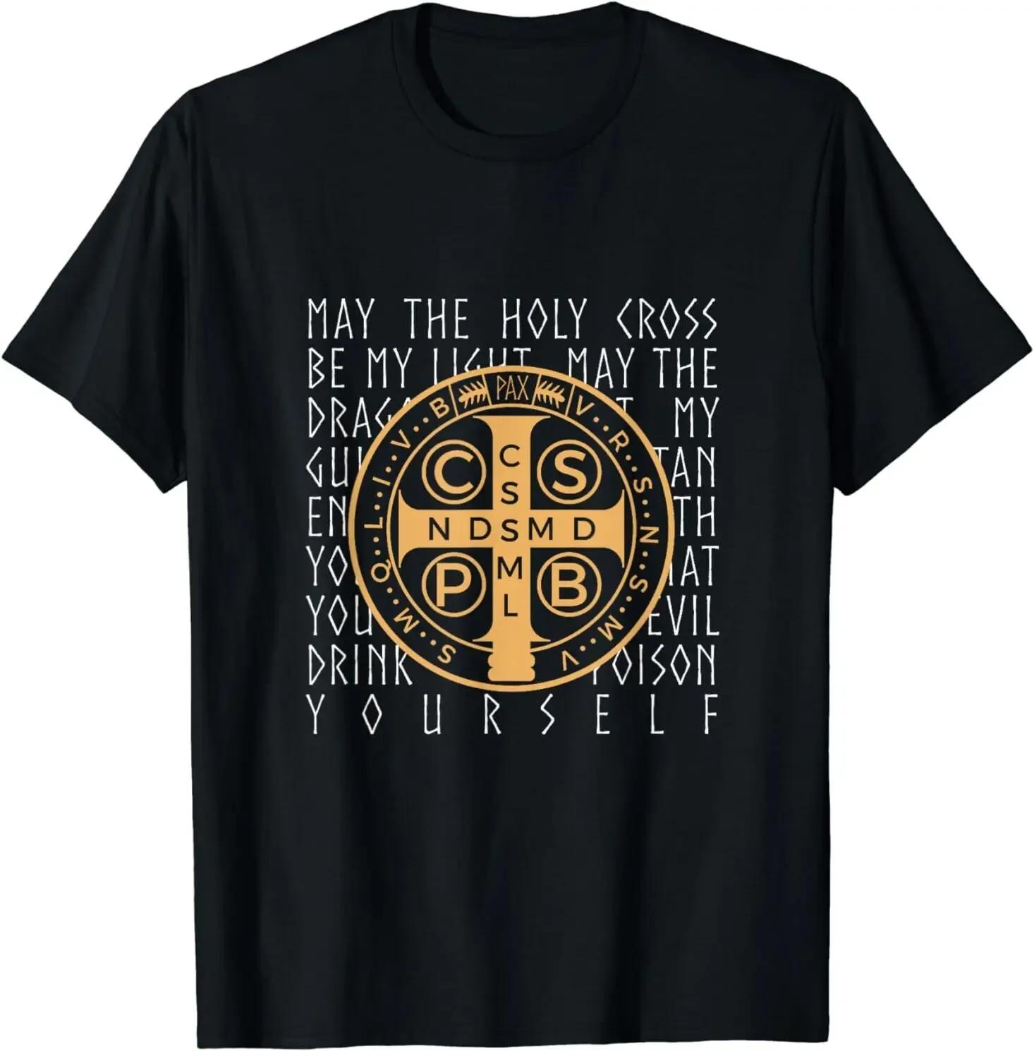 

Saint Benedict Medal Christian Prayer TShirt 100 Cotton ONeck Short Sleeve Summer Casual Mens Tshirt Size S3XL S