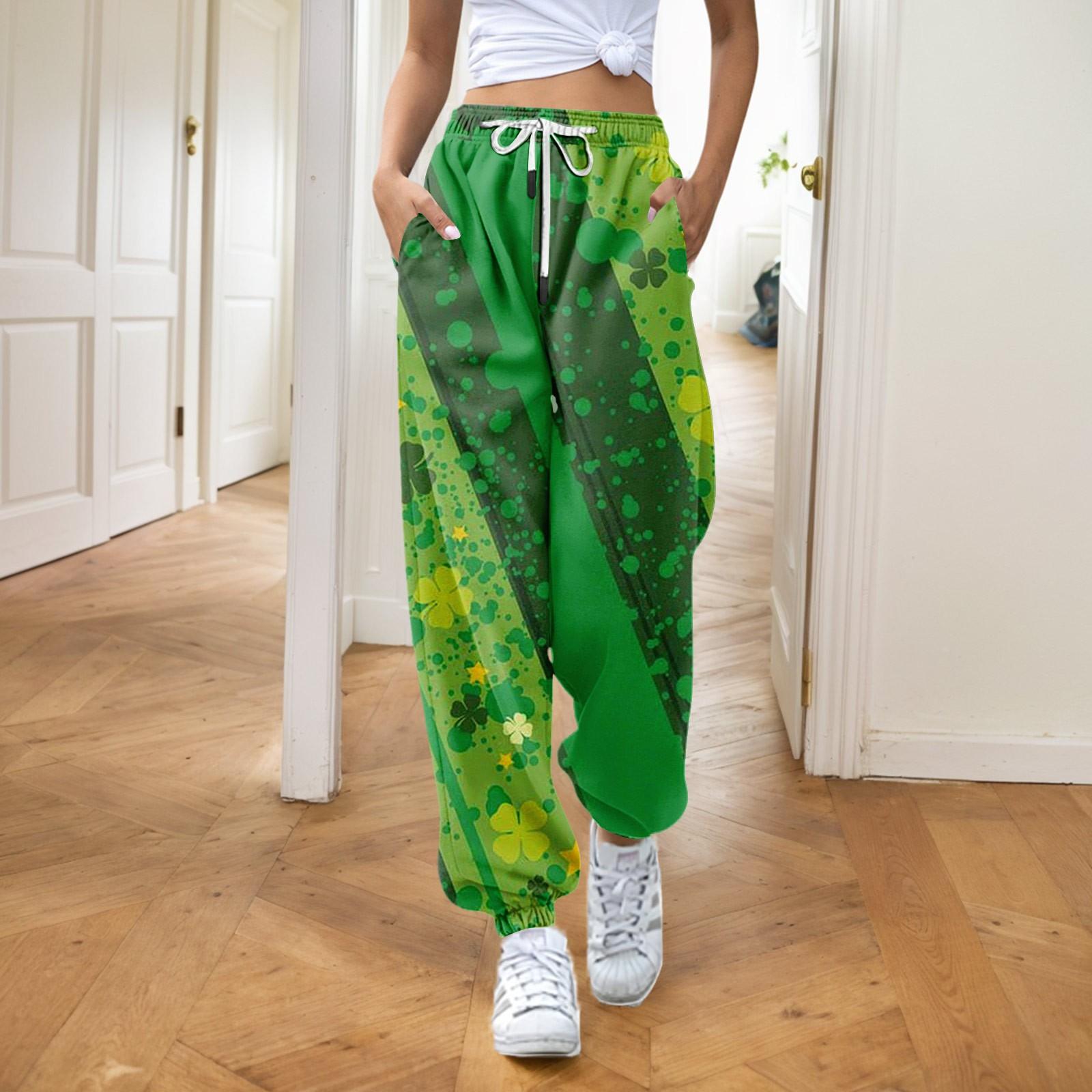 

Женская мода ул.. День Святого Патрика свободные повседневные спортивные штаны с завязками и принтом L армия зеленый