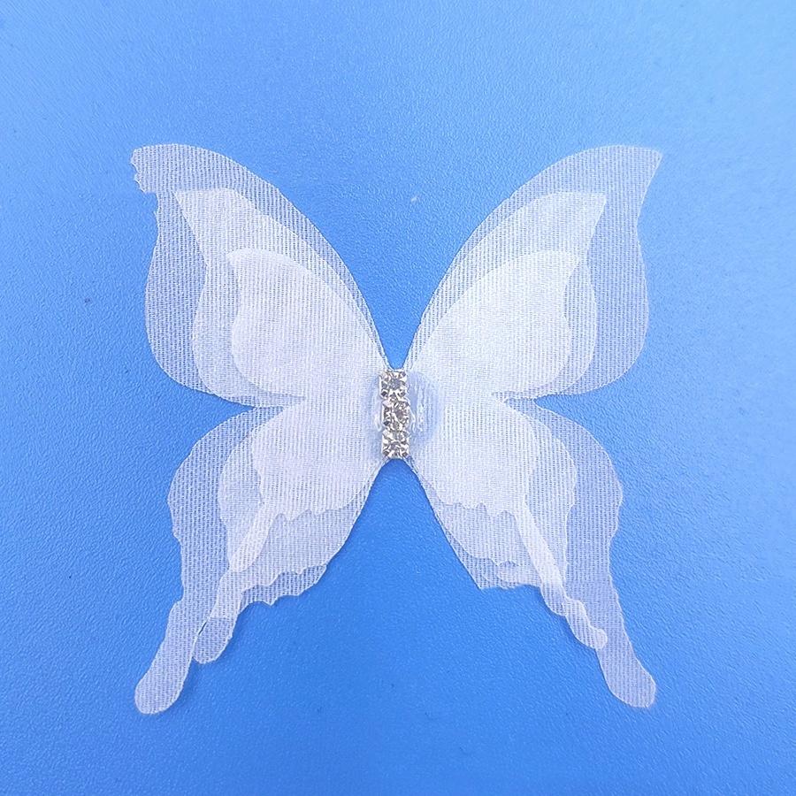 10 Stück Farbverlauf Organza Stoff Schmetterling Applikationen 3D 5CM Chiffon Schmetterling Verträumt Durchscheinend DIY Nähen Basteln Dekoration