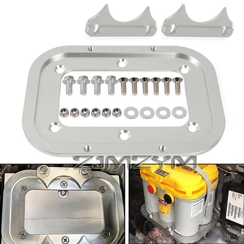 1 Set Aluminum Alloy Battery Relocation Tray Hold Down Mount Bracket For Optima Battery Top 34 34/78 D34 D34/78 34M