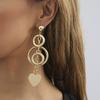 Elegant Gold Alloy Heart Shaped Dangle Earrings For Women Trendy 2023 Winter Fashion
