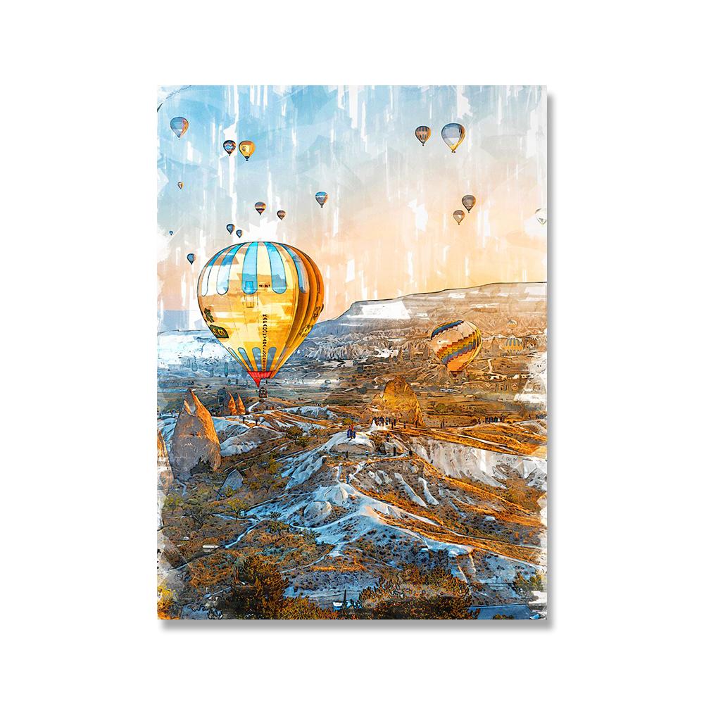 Abstract Colorful Hot Air Balloon Art Posters and Prints Canvas Paintings Wall Art Pictures for Living Room Decor (No Frame)