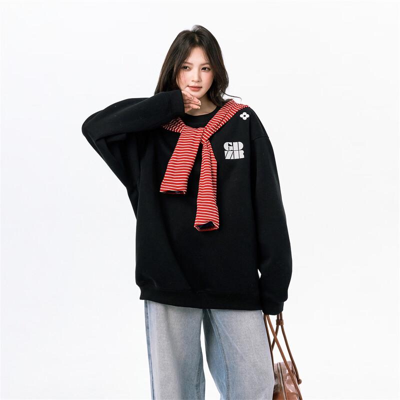 GROUND ZERO Unisex Letter Embroidered Sweatshirt