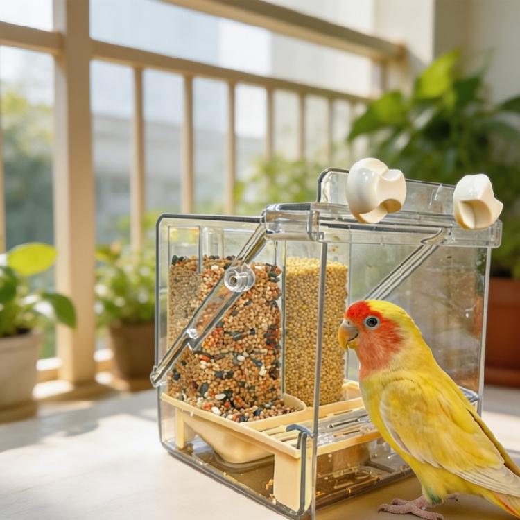 Routine Indoor Bird Feeder Bath Box with Cage Mounted Form, Viewable Housing and Service Tray for Pet Birds Indoors