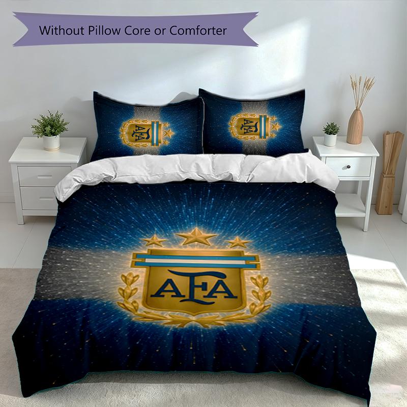 3pcs Argentina Football Duvet Cover Set, Includes 1 Duvet Cover and 2 Pillowcases,Skin-Friendly&Comfortable Fabric,Suitable Bedding Sets