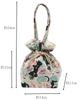 [Hasegawa] Cat Pattern Drawstring Bag with Handle, Made In Japan (Cat FlowerLight Green)