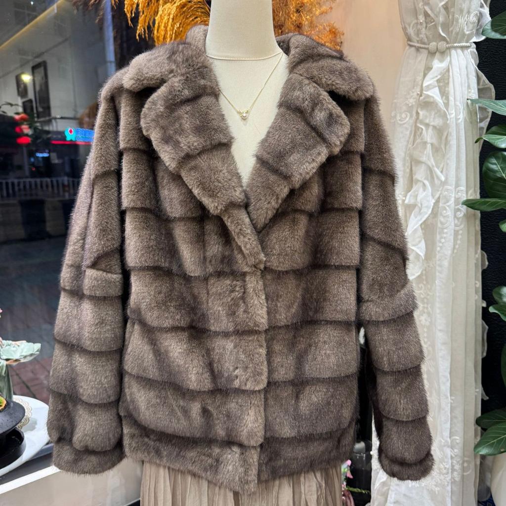 Winter environmentally friendly mink fleece cut flower coat women's imitation European mink fur integrated coat