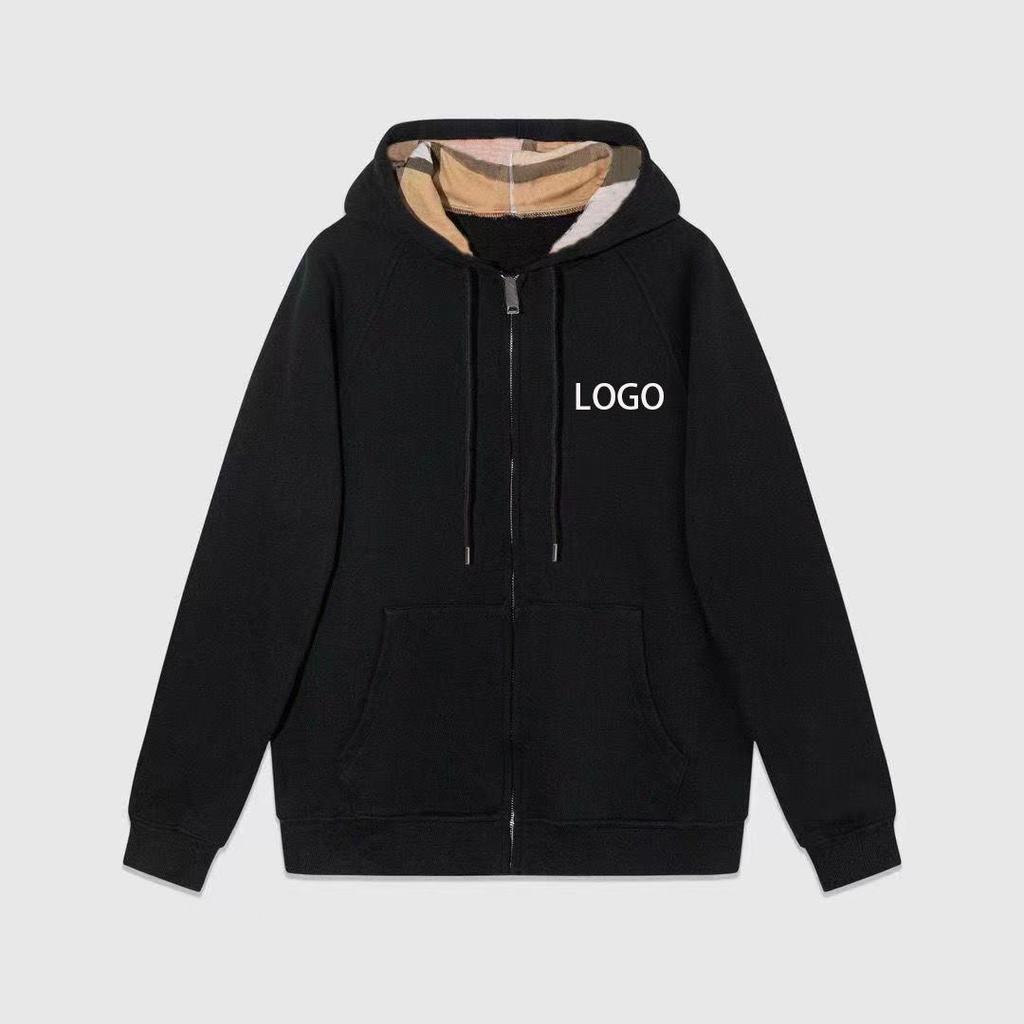 Unisex Bluza z Kapturem w Brytyjskim Stylu: Aksamitny kardigan rozpinany na zamek na wiosnę/jesień z własnym logo