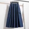 Plus Size Spring Denim Skirts Women Clothing Blue Pockets Fashion A-Line Jeans Skirt High Waist