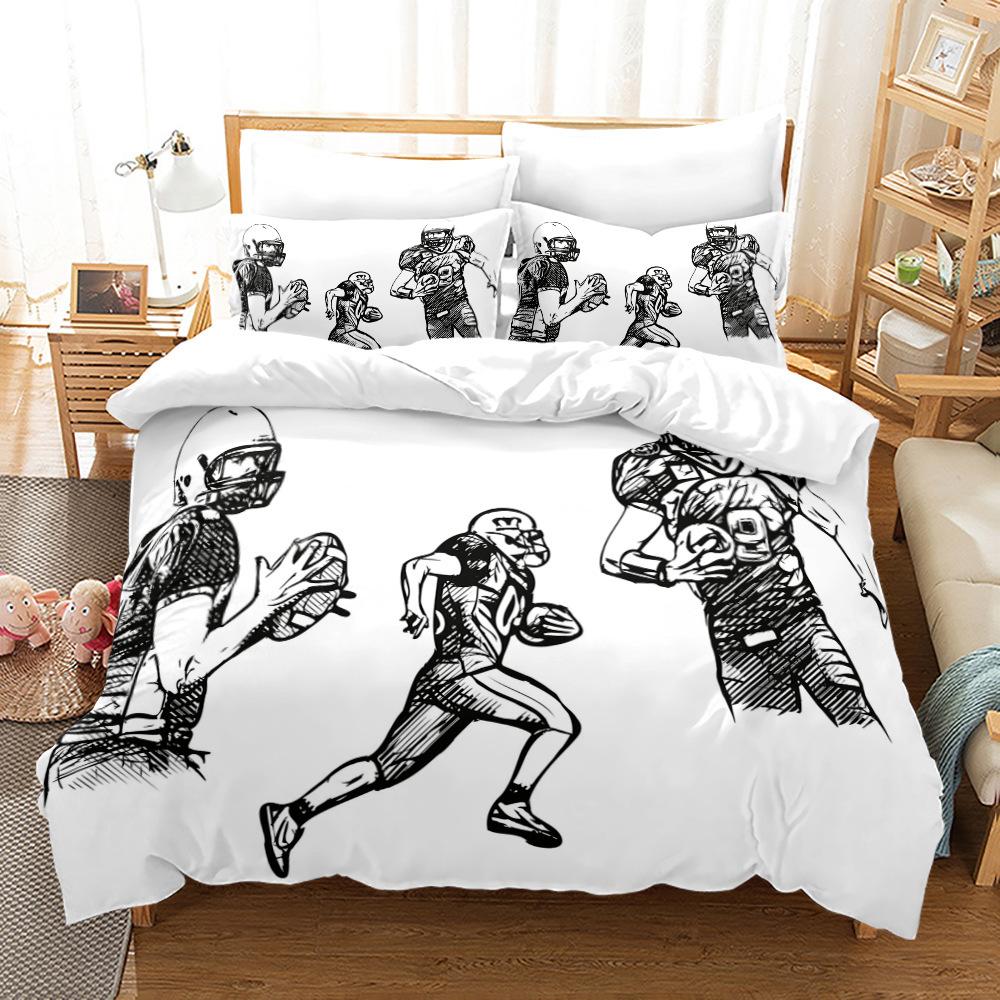 3D American Football King Queen Duvet Cover Ball Sports Bedding Set For Kids Teens Boy Sport Fans 2/3pcs Polyester Quilt Cover