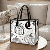 Halloween Pumpkin Canvas Tote Bag for Daily Shopping Portable Casual Reusable Handbag