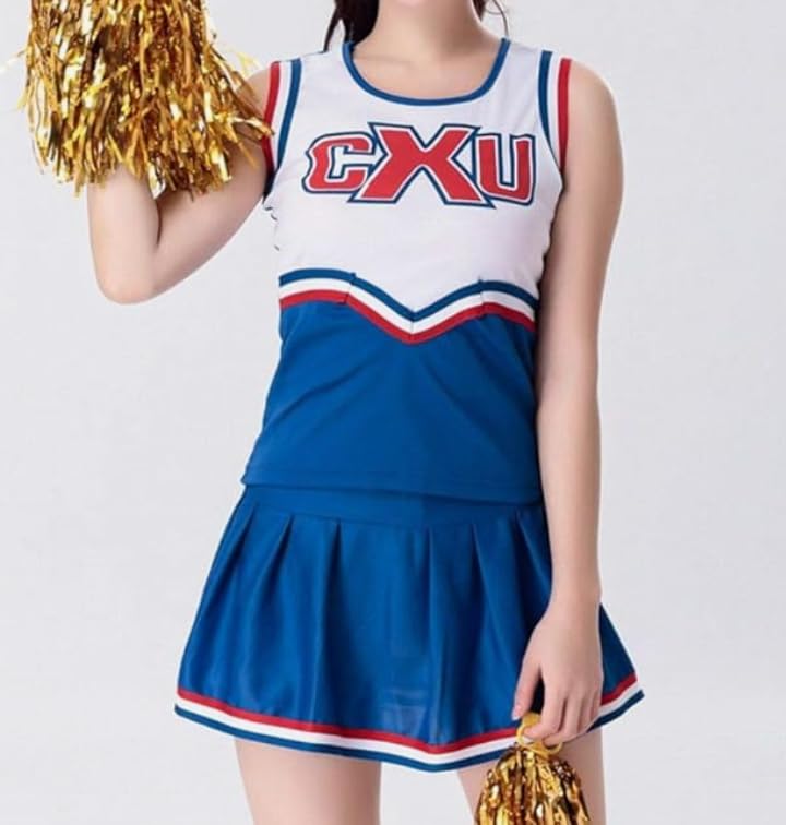 [Anfang] Miniskirt Cheerleader Cosplay Costume (Blue, XXXL)