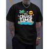 Men'S Short-Sleeve Tee Featuring a Love Letter Print, Designed for Comfort And Casual Wear, with an Elastic Neckline, Perfect for Outdoor Activities