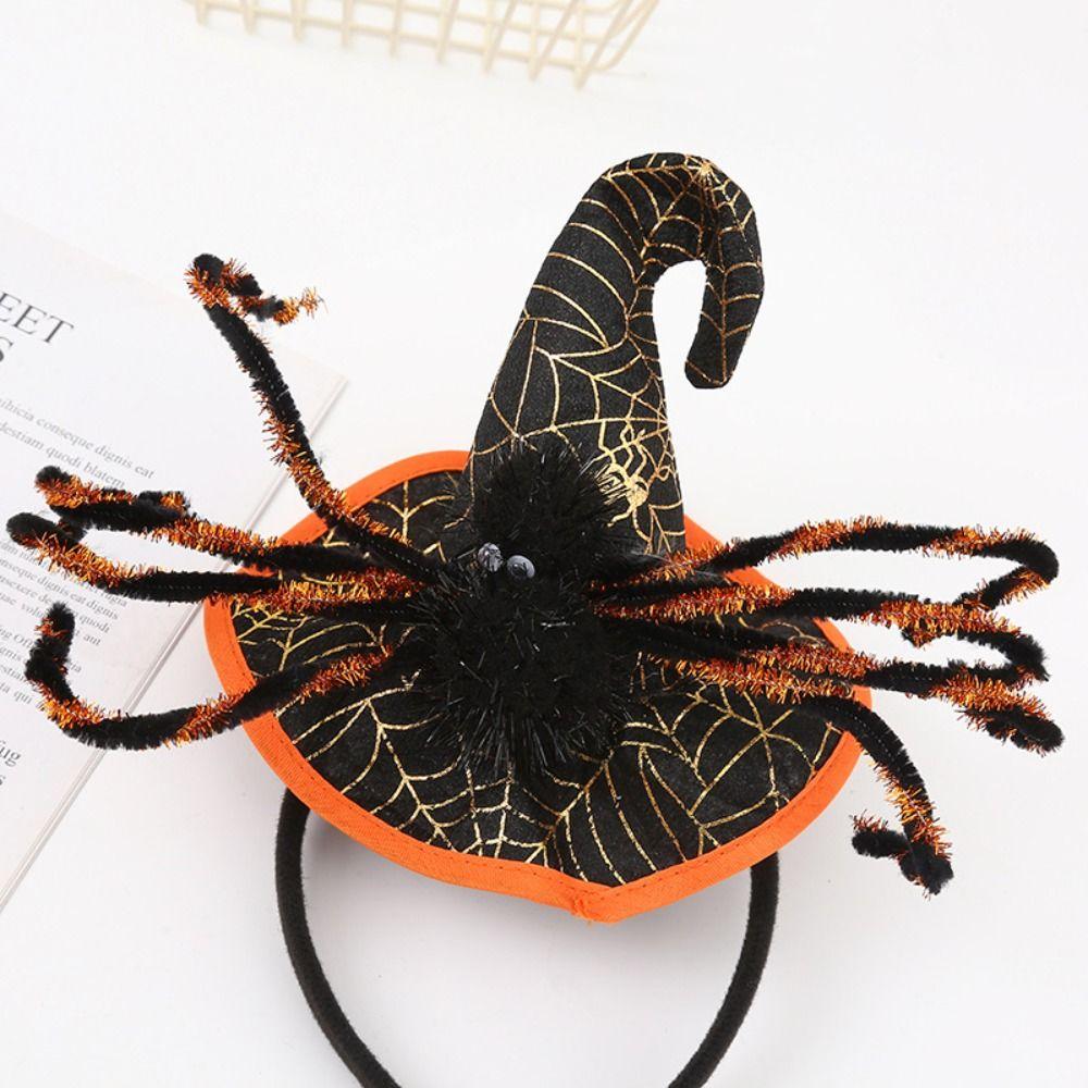 Sequin Halloween Party Hair Band Spider Cone Hat Hair Hoop Halloween Witch Hat Headband  Lady