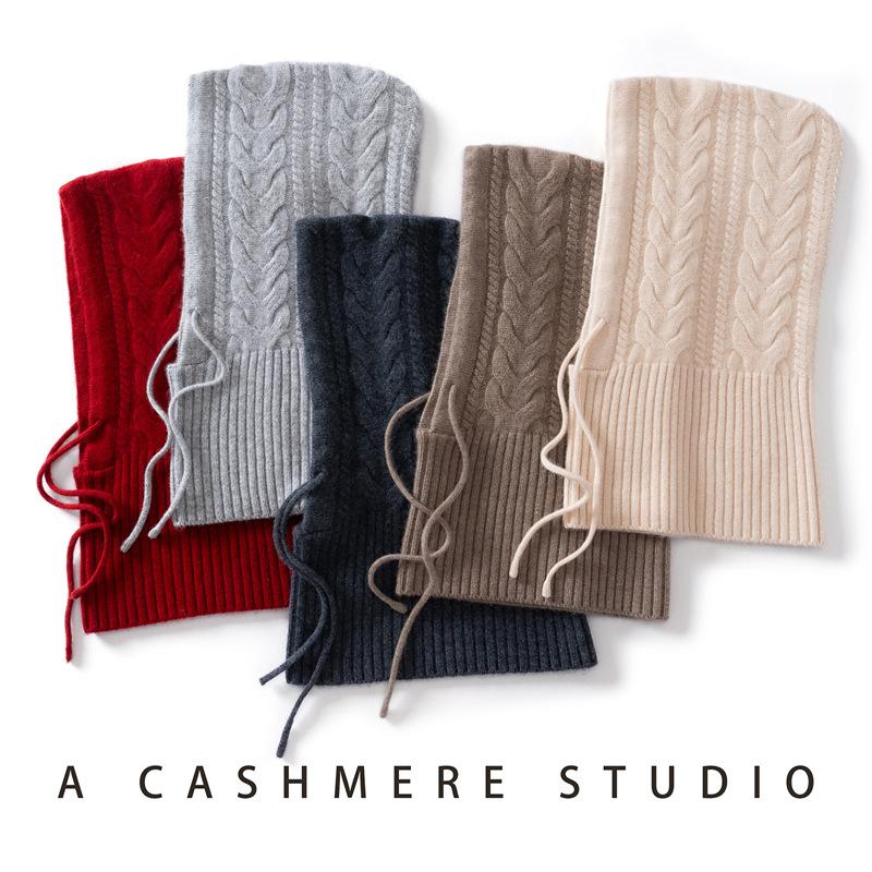 Balaclava Hat Cashmere Hat Women's Winter Warm Hat Scarf Integrated Ear Protection Wool Knitted Hat