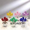 Creative Crystal Rose Sculpture Reflect Colorful Rose Bouquet Ornaments Small Handmade Crystal Rose Bundle Mother's Day