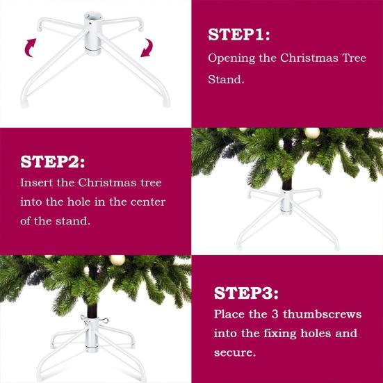 Metal Christmas Tree Stand Universal Folding Xmas Tree Base Replacement Artificial Tree Stand Fits 0.75-1.25inch Pole