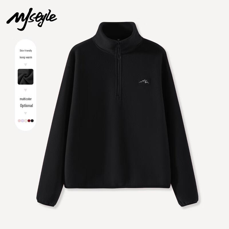 MJ STYLE Women's Half-Zip Stand Collar Fleece Pullover