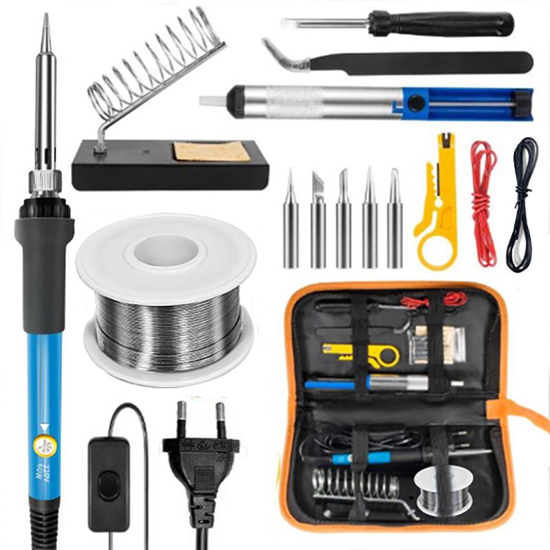 220V 60W Soldering Iron Kit Adjustable Temperature 15 In 1 Tool Set With Soldering Iron Eu Plug Au Uk Us