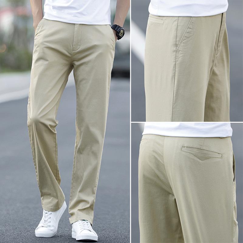 Men's Plus Size Cotton Casual Pants - Spring/Autumn 2025, Loose Straight Leg with Winter Velvet Lining