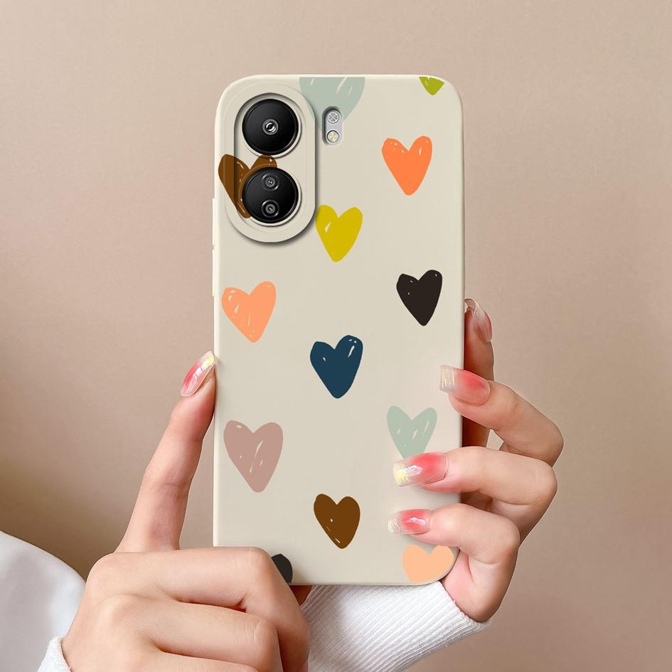 For Xiaomi Redmi Note 13 Pro+ K60 Ultra 13R K70 Pro K70E 13C Case Cover Fashion Protective Love Heart Matte Liquid Soft Silicone TPU For Redmi Bumpers
