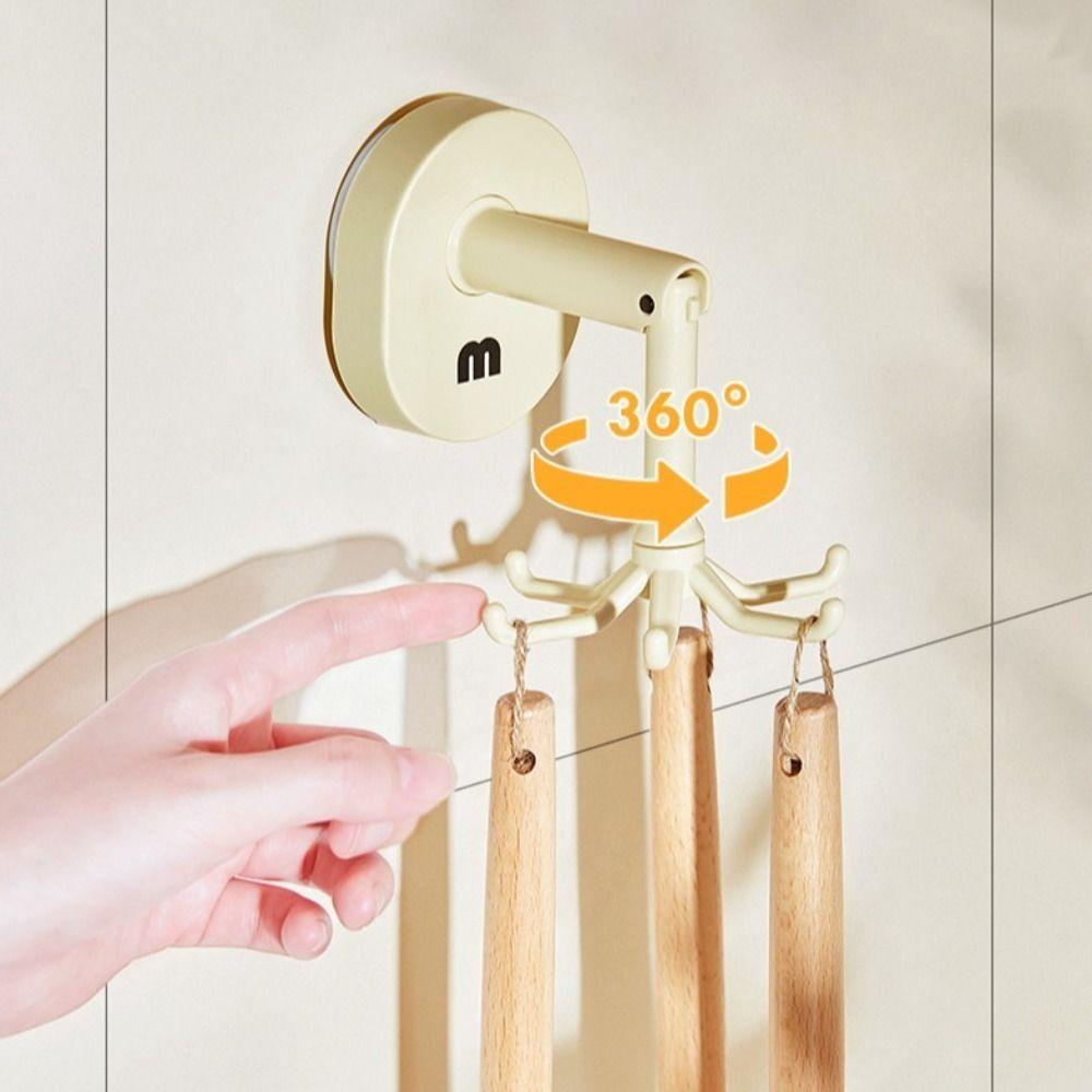 

Six-claw Suction Cup Hook 360° Rotating Towel Holder Hanging Storage Rack Home Organizer