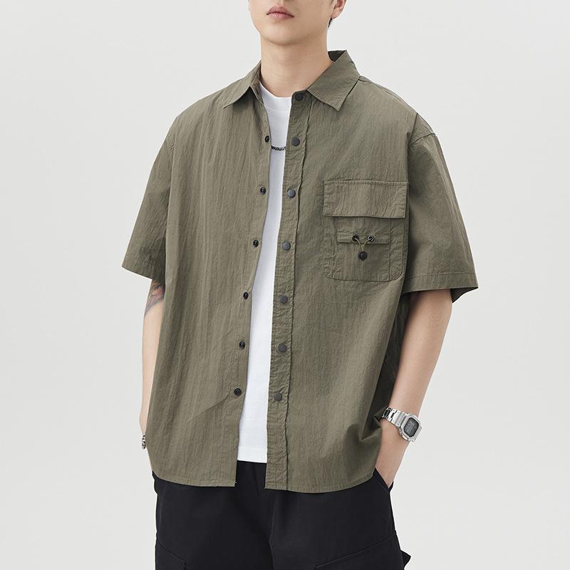 

Горная уличная трехмерная карманная рубашка с коротким рукавом, мужская американская трендовая японская свободная рубашка с рукавом до локтя 4XL