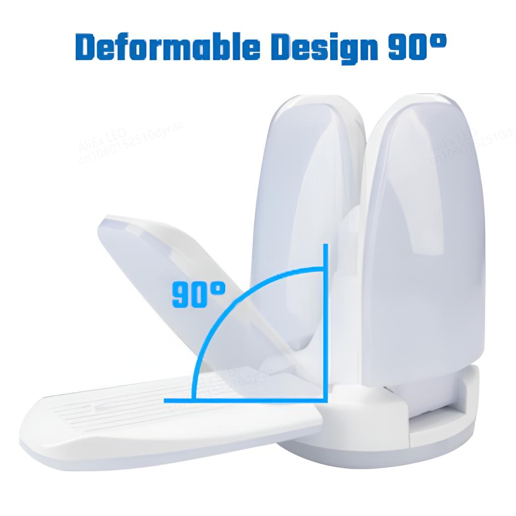 HOMZY E27 LED Bulb Fan Blade Timing Lamp 220V110V 28W 200W Foldable Led Industrial Light Bulb Lamp for Home Ceiling Light Garage Light