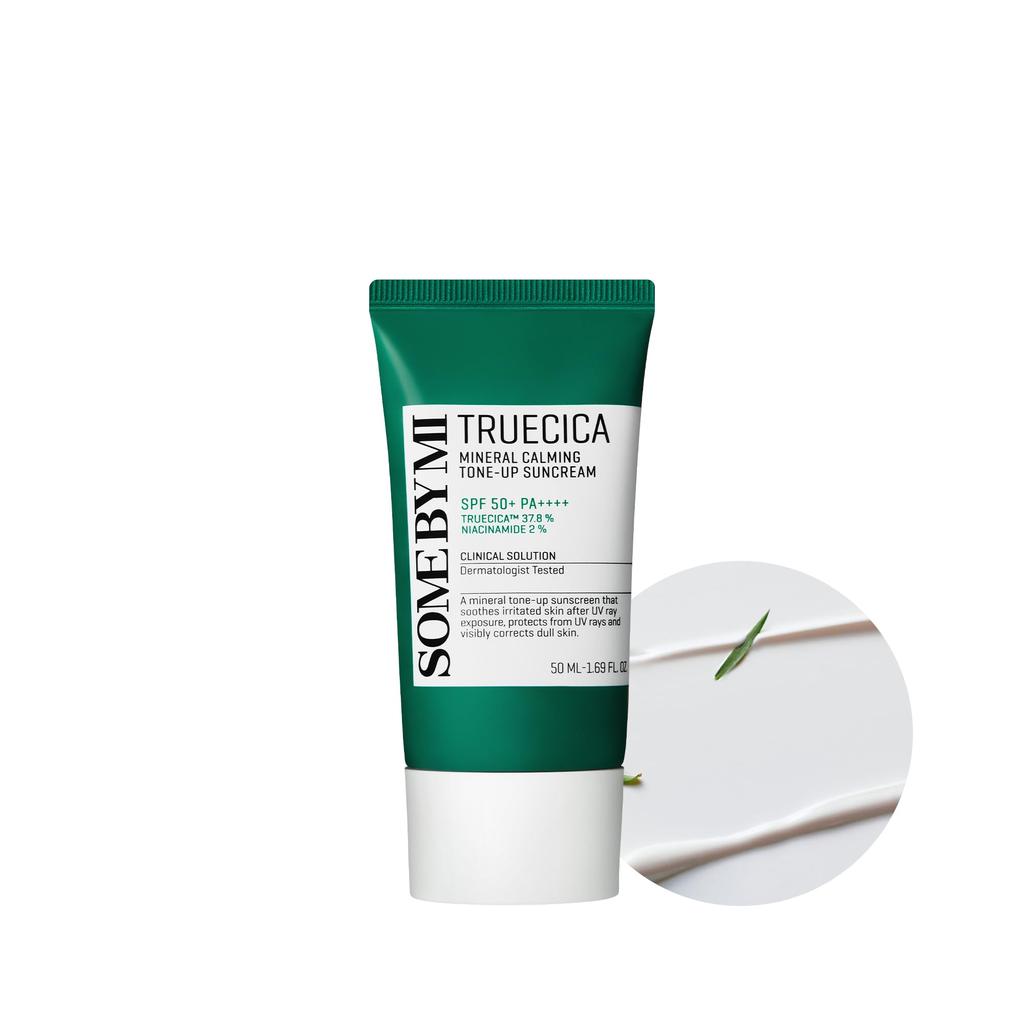 SOME BY MI TRUECICA MINERAL CALMING SUNCREAM 50ml UV Protection for Face and Suitable for Sensitive and Dry Low Enhances Korean Cosmetics TONE-UP