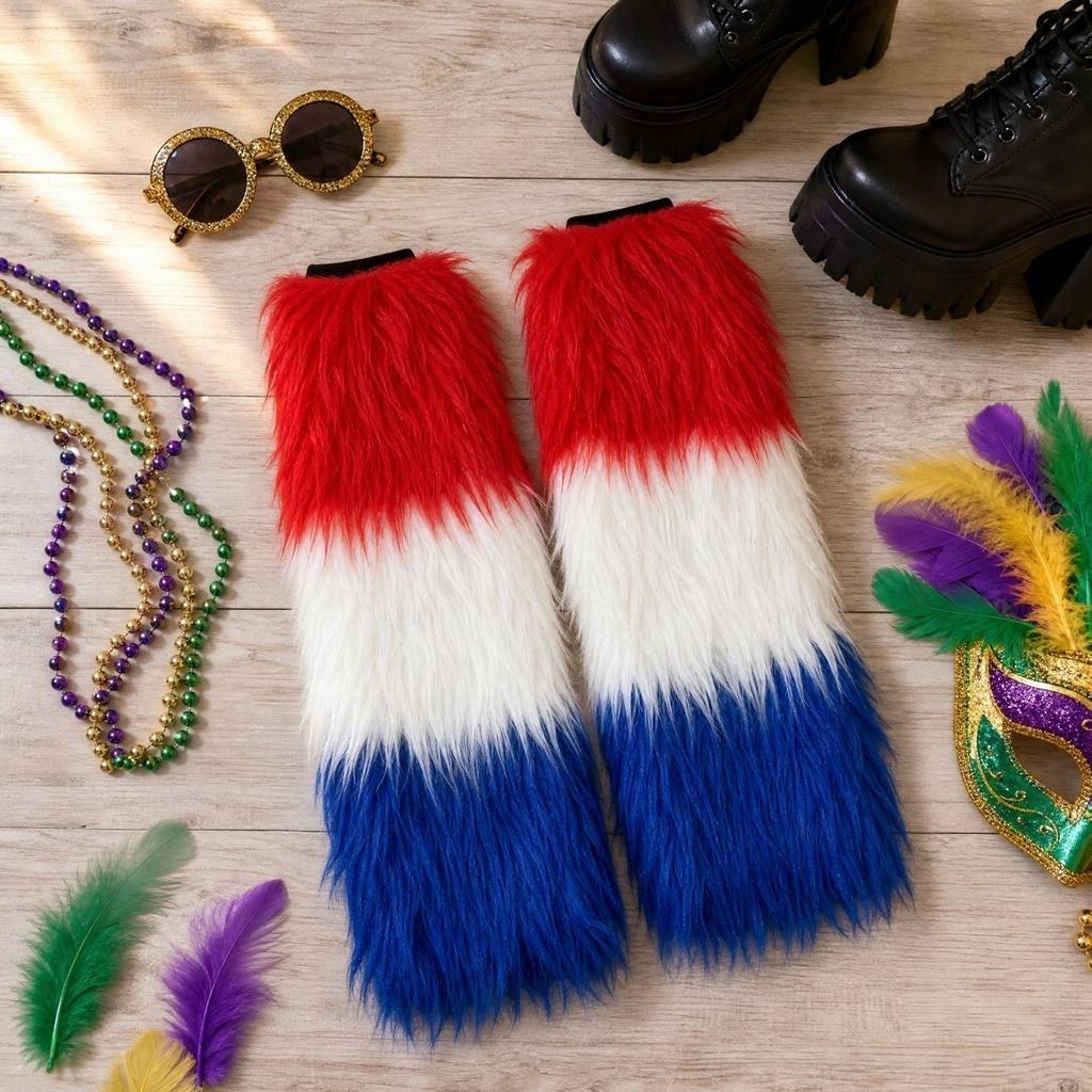 3-Color Fuzzy Leg Warmers for Costume Accessories