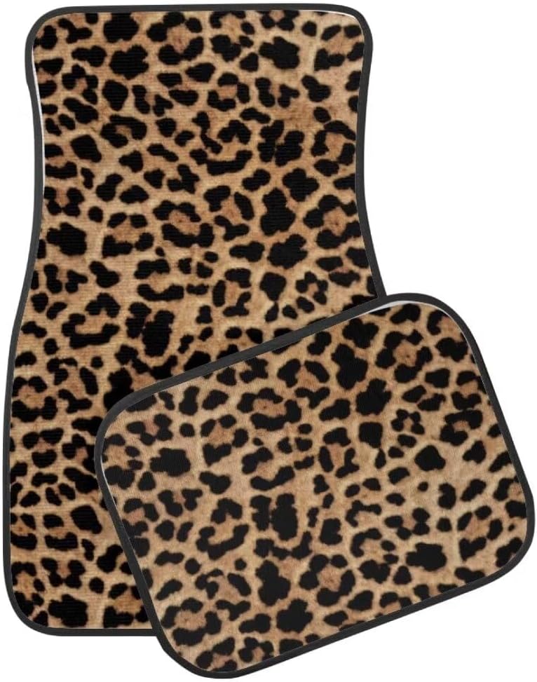 Leopardenmuster 4 Stück oder 2 Stück Allwetter-Autofußmatten - Universelle Passform für vorne und hinten für SUVs, Limousinen & LKW - Unisex-Design